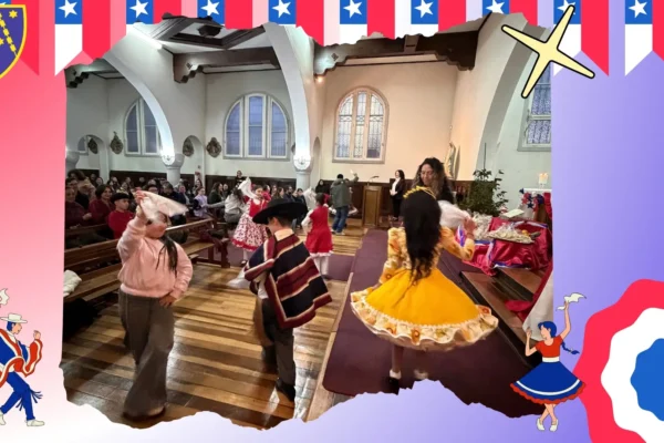 Chilean Celebrations Presentation in Red, Blue and White Colors Illustrative Style